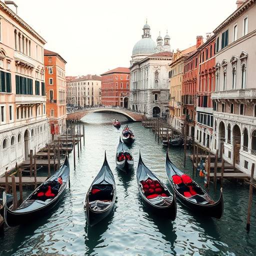 Scorcio di Venezia con gondole e palazzi