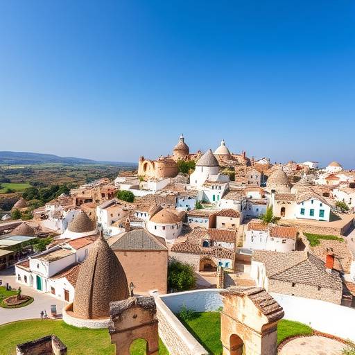 Veduta del borgo di Alberobello in Puglia con i suoi trulli